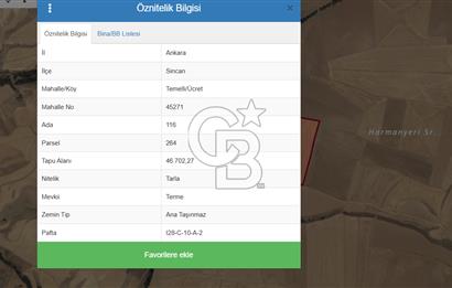 Sincan Temelli Ücret Mevki İmara Yakın Satılık Tek Tapu Tarla