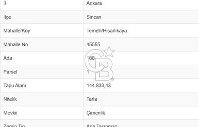 ANKARA SİNCAN TEMELLİ KÖYÜ SATILIK TARLA
