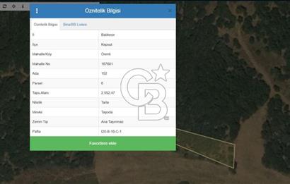 Balıkesir Kepsut Örenli Mevkiinde 2.552 m² Arsa
