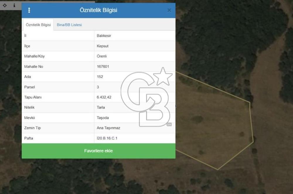Balıkesir Kepsut Örenli'de 6.432 m² Yatırım Değeri Yüksek Arsa