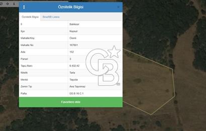 Balıkesir Kepsut Örenli'de 6.432 m² Yatırım Değeri Yüksek Arsa