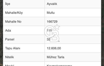 Balıkesir Ayvalık’ta 12.606m2 Satılık Tarla