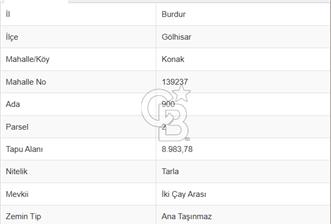 Gölhisar Konak Mahallesi Çay Kenarı Satılık Tarla - 1 - 313286