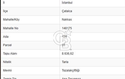 CB'DAN ÇATALCA NAKKAŞ, HAVAALANINA YAKIN, 310M2, SATILIK ARSA