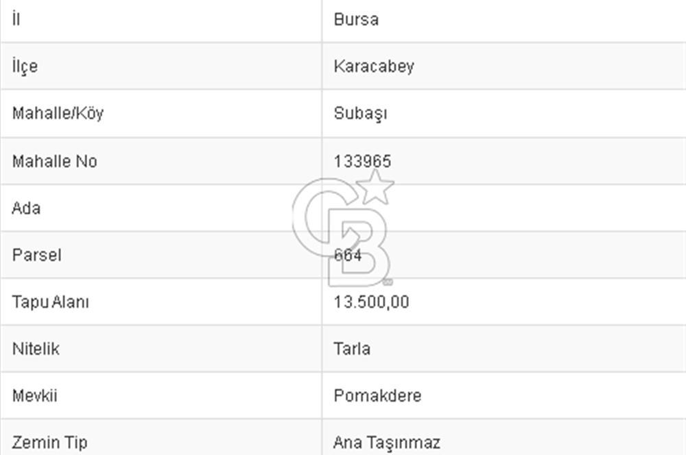 CB BLACK'TEN KARACABEY SUBAŞI'DA HARİKA KONUMDA YATIRIMLIK TARLA