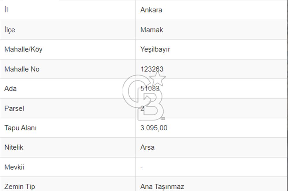 MAMAK YEŞİLBAYIR MAH. SATILIK ARSA