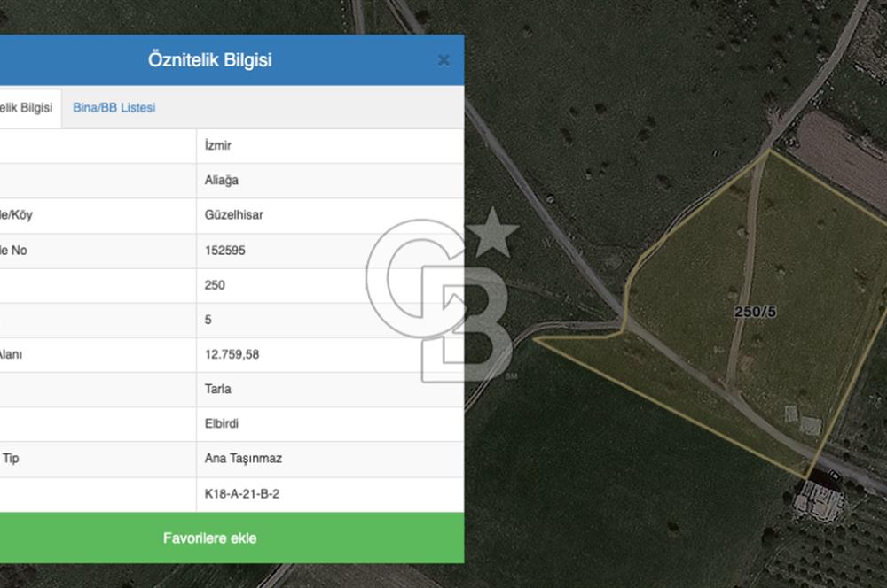 ALİĞA GÜZELHİSAR YATIRIMLIK TARLA FIRSATI 12.759m²