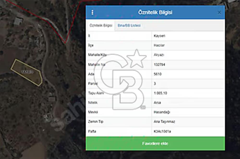 KAYSERİ-HACILAR AKYAZIDA SATILIK VİLLA ARSASI