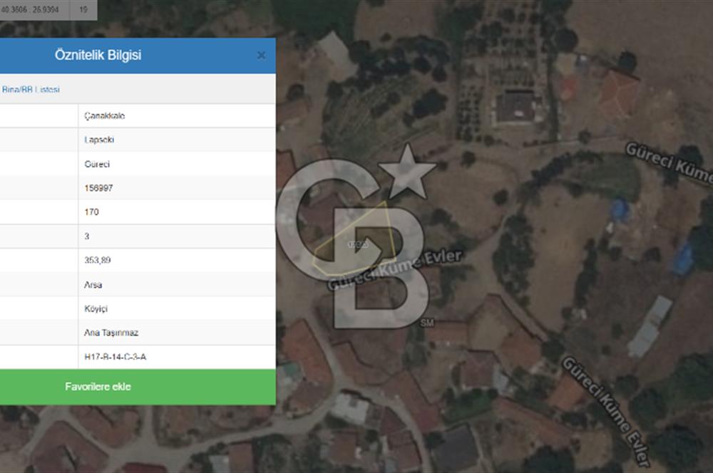 ÇANAKKALE LAPSEKİ GÜRECİ KÖYÜNDE SATILIK ARSA 🏡