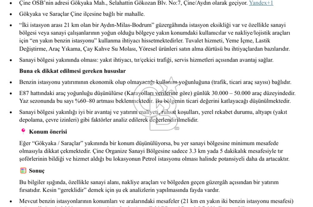 Aydın Çine Saraçlar'da Emsalsiz Konum Kurulu Düzen Ticari Yatırım Fırsatı