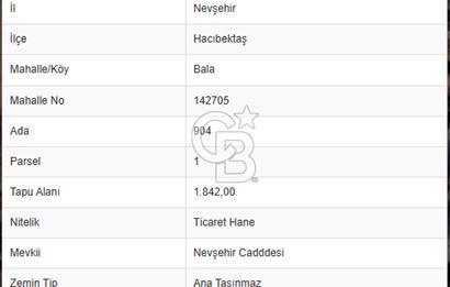 Nevşehir Hacıbektaşta Satılık 1842 m2 Sanayi İmarlı Arsa