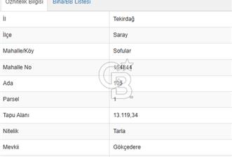 Tekirdağ Saray Sofular Köyünde 298 m² Yatırımlık Satılık Tarla - 5 - 314312
