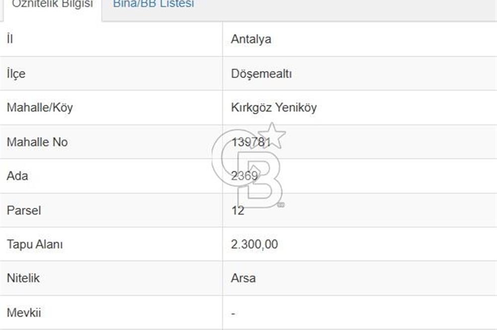 YENİKÖY'DE HARİKA LOKASYONDA 2.300 M2 KAT KARŞILIĞI ARSA