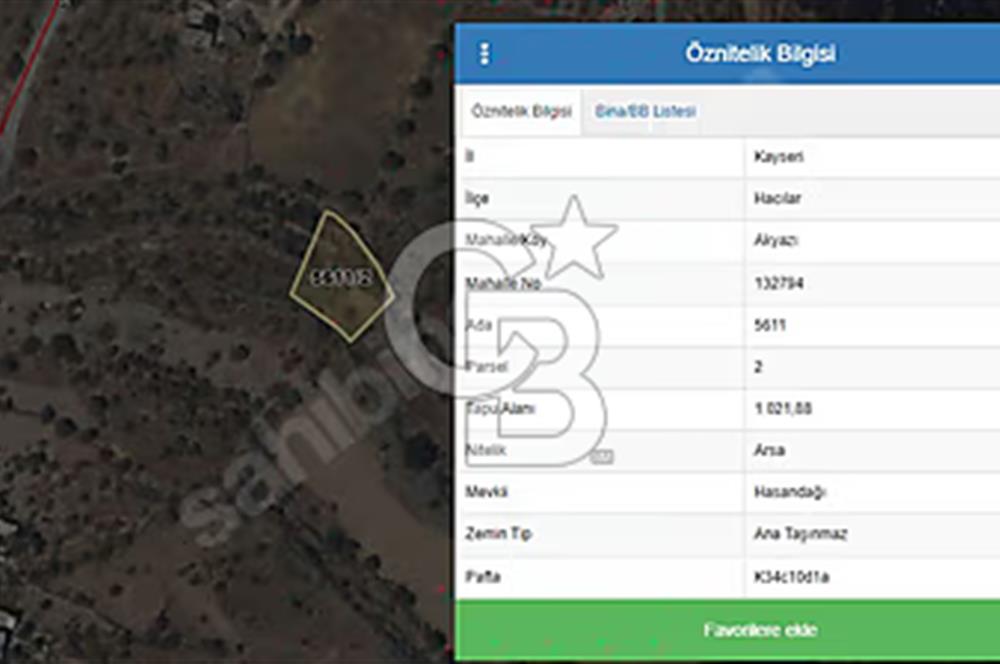 KAYSERİ-HACILAR AKYAZI' DA SATILIK VİLLA ARSASI