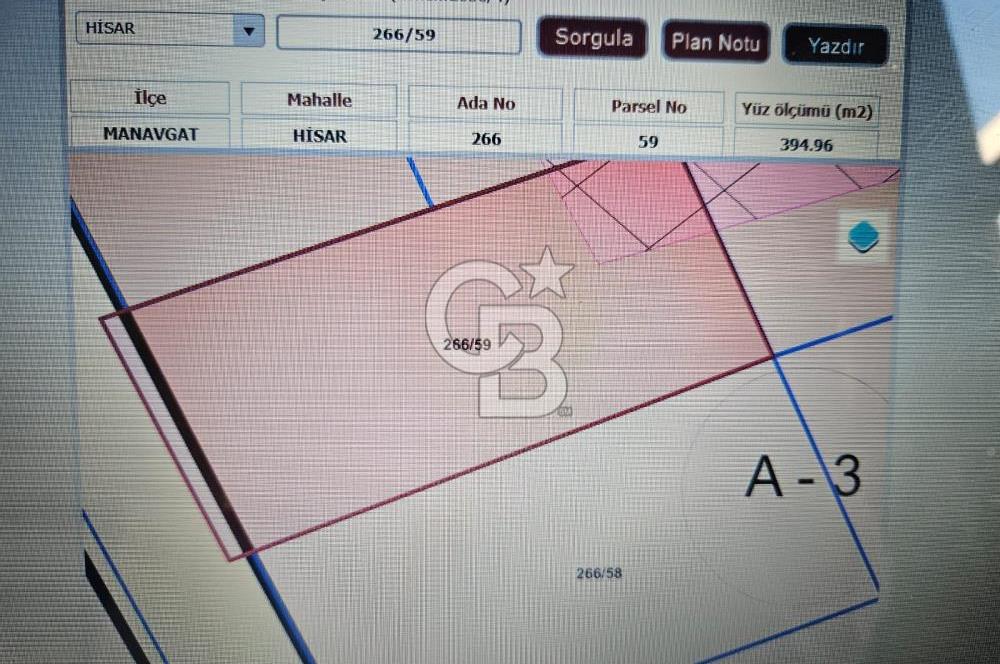 Manavgat Hisar Mahallesinde Satılık Arsa 