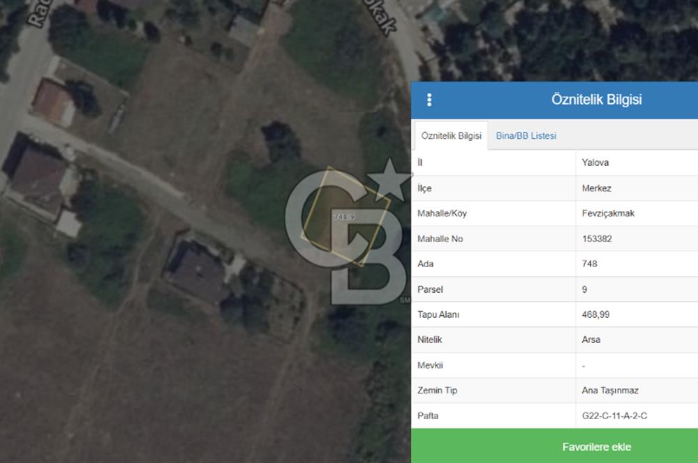 YALOVA MERKEZ FEVZİÇAKMAK MANZARALI VİLLA 470 m2 VİLLA ARSASI!