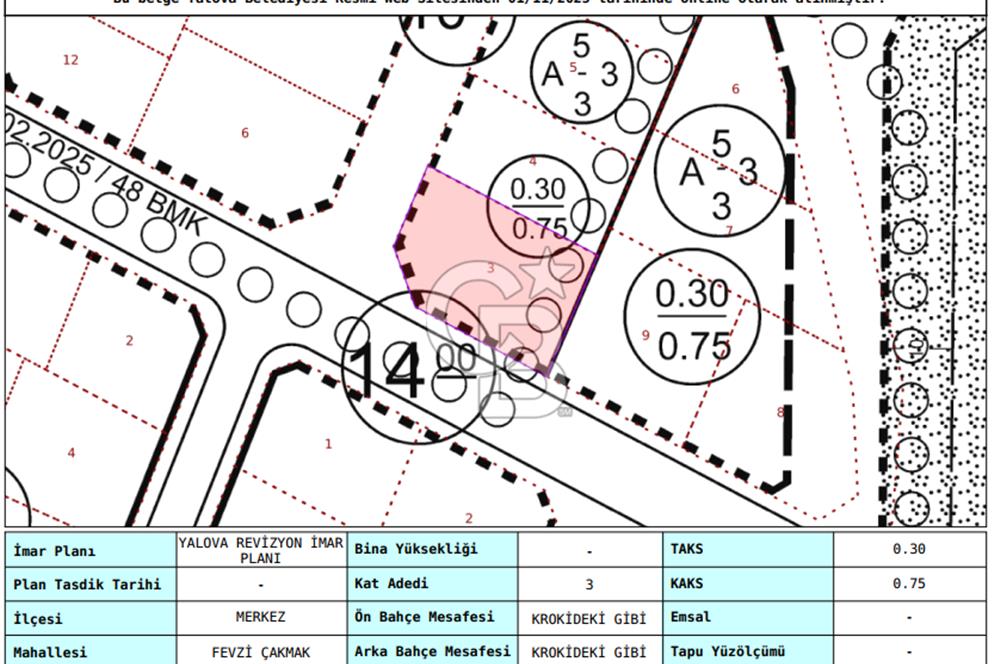 YALOVA MERKEZ FEVZİÇAKMAK 3 KAT İMARLI MANZARALI SATILIK ARSA!