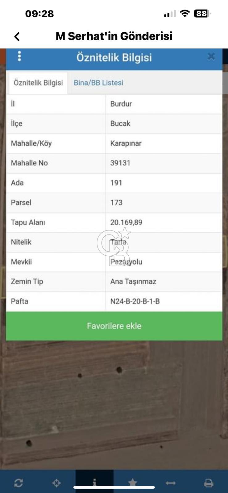 BUCAK KARAPINAR'DA SATILIK TARLA