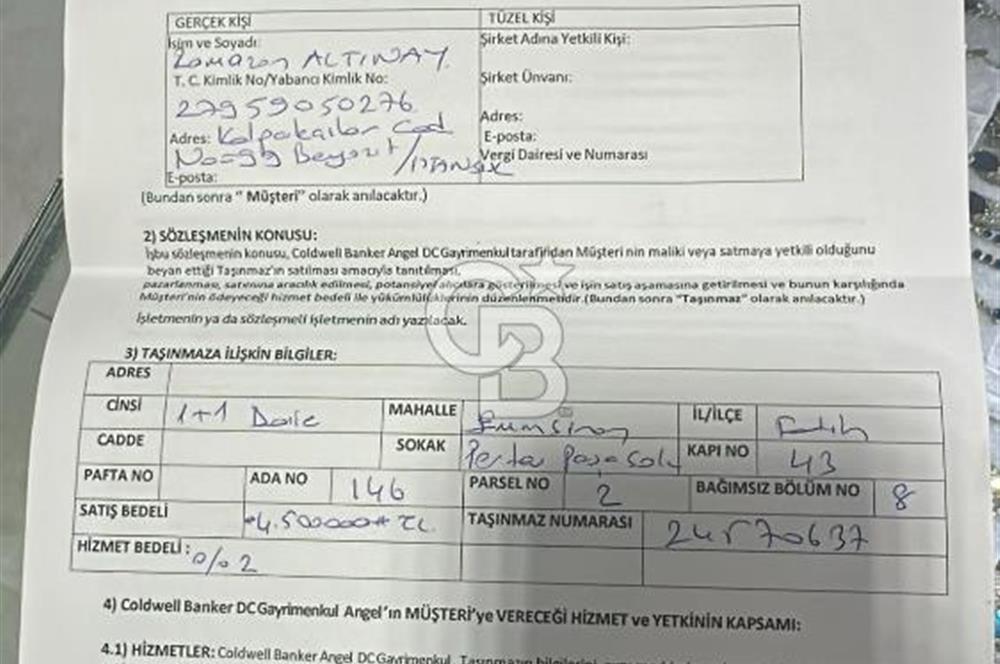 İSTANBUL FATİH AYVANSARAY DA SATILIK 2+1 DAİRE