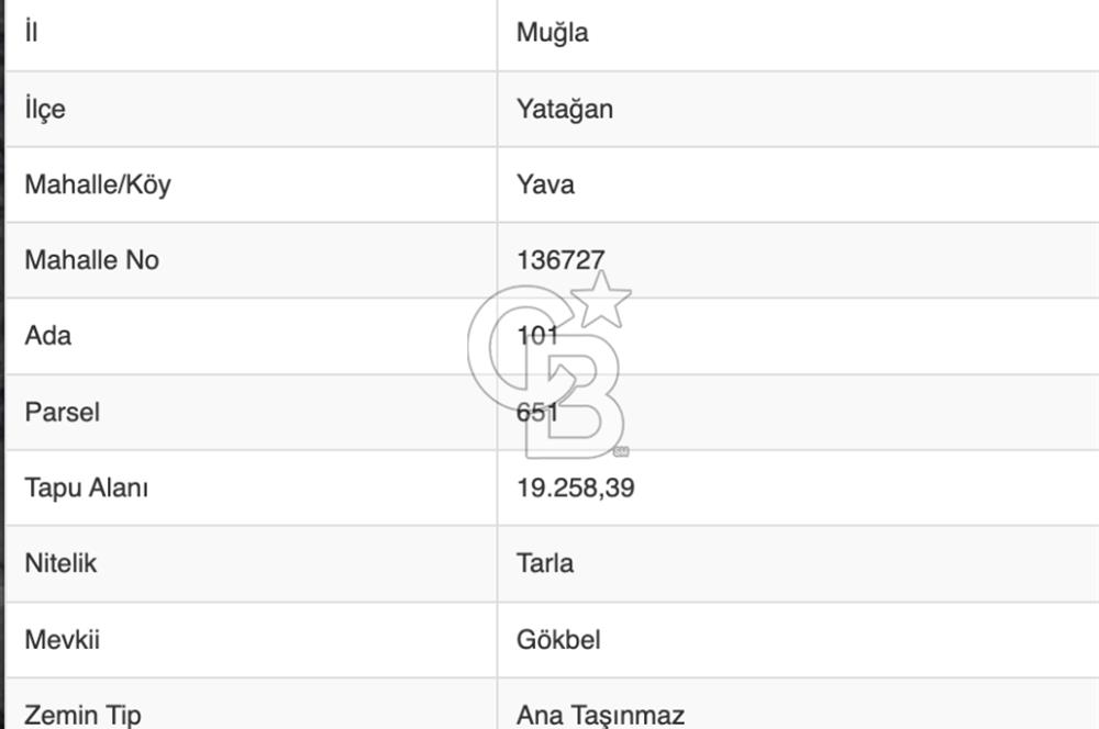 YATAĞAN YAVA KÖYÜNDE 19.258 M2 FIRSAT TARLA