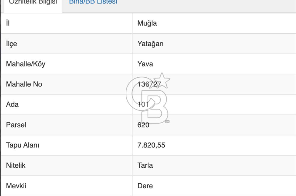 YATAĞAN YAVA KÖYÜNDE 7.820 M2 TARLA