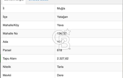 YATAĞAN YAVA KÖYÜNDE 2.328 M2 FIRSAT TARLA
