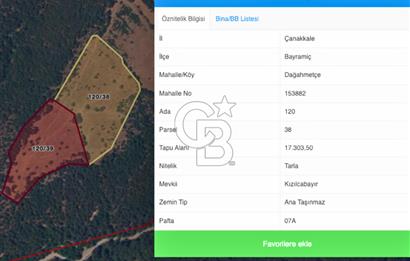 Çanakkale Bayramiç Dağahmetçe Köyü Satılık Tarlalar