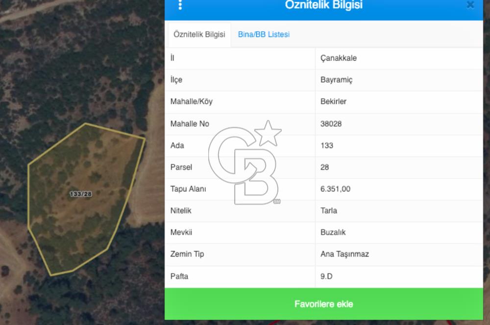 Çanakkale Bayramiç Bekirler Satılık Uygun Fiyatlı Araziler