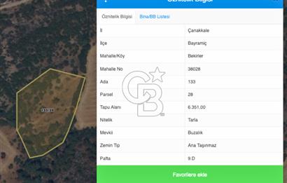 Çanakkale Bayramiç Bekirler Satılık Uygun Fiyatlı Araziler