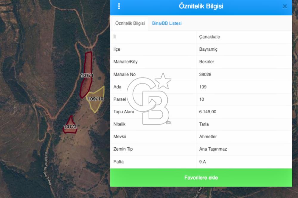 Çanakkale Bayramiç Bekirler Satılık Uygun Fiyatlı Araziler