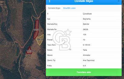 Çanakkale Bayramiç Bekirler Satılık Uygun Fiyatlı Araziler
