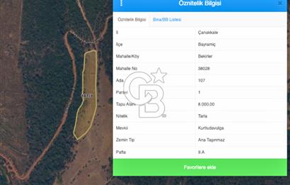 Çanakkale Bayramiç Bekirler Satılık Uygun Fiyatlı Araziler
