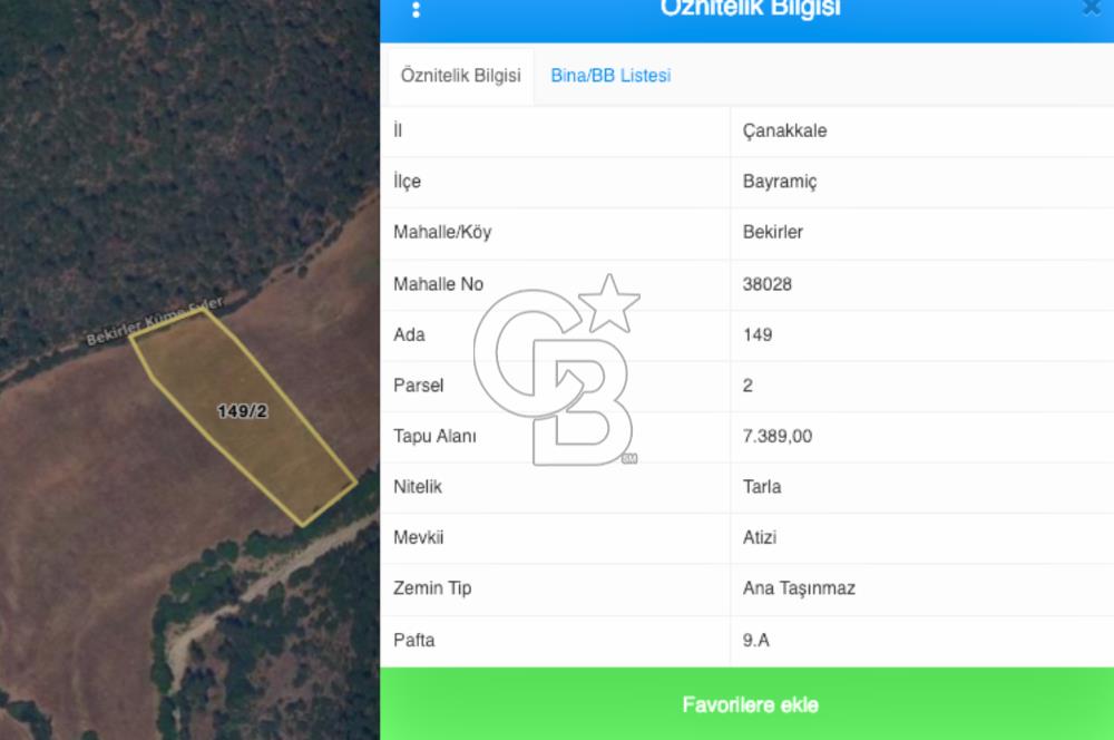 Çanakkale Bayramiç Bekirler Satılık Uygun Fiyatlı Araziler
