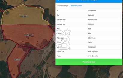 Çanakkale Lapseki'de 3 Tapu Yan Yana 98.500m² Proje Yapılabilir