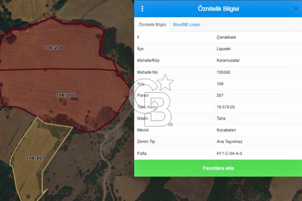 Çanakkale Lapseki'de 3 Tapu Yan Yana 98.500m² Proje Yapılabilir