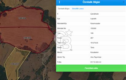 Çanakkale Lapseki'de 3 Tapu Yan Yana 98.500m² Proje Yapılabilir