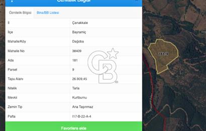 Çanakkale Bayramiç Dağoba Köyü 6 Parça Satılık Arazi