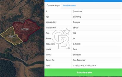 Çanakkale Bayramiç Dağoba Köyü 6 Parça Satılık Arazi