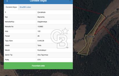Çanakkale Bayramiç Dağahmetçe Köyü Satılık Tarlalar