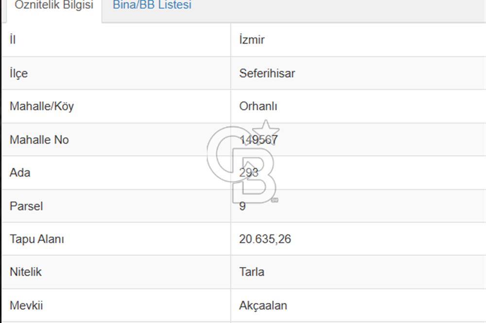 İZMİR SEFERİHİSAR ORHANLI SATILIK  MÜSTAKİL TAPULU TARLA