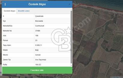 CB CLASS ÇANAKKALE BOZCAADA SATILIK 5.509,11 M2 SATILIK TARLA