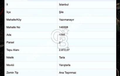 ŞİLE YAZIMANAYIR KÖYÜ 'NDE YOLA CEPHELİ 2872 m2 SATILIK ARAZİ