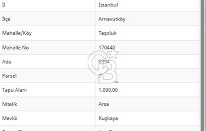 ARNAVUTKÖY TAŞOLUK’TA YATIRIMLIK  İMARLI ARSA