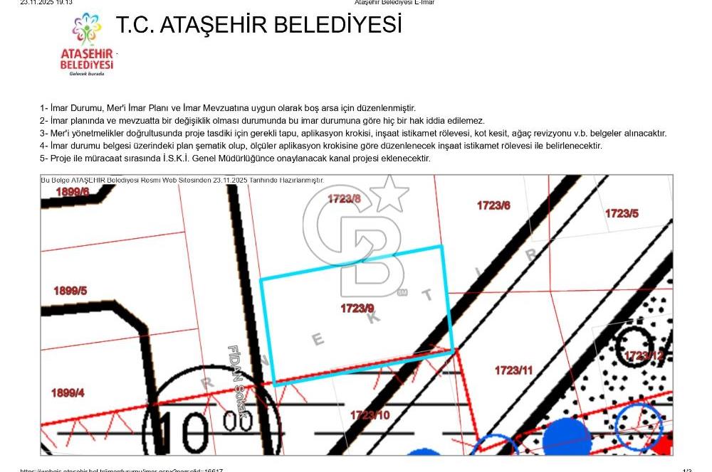 ATAŞEHİR İNÖNÜ MAH. SATILIK İMARLI ARSA
