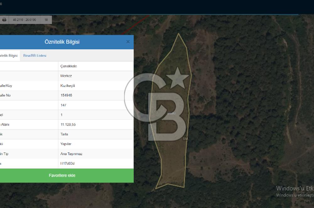 ÇANAKKALE MERKEZ KIZILKEÇİLİ KÖYÜ SATILIK ARAZİ
