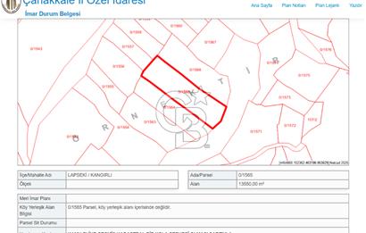 Çanakkale Kangırlı Deniz/Boğaz Manzaralı 13.550m2 Tarla