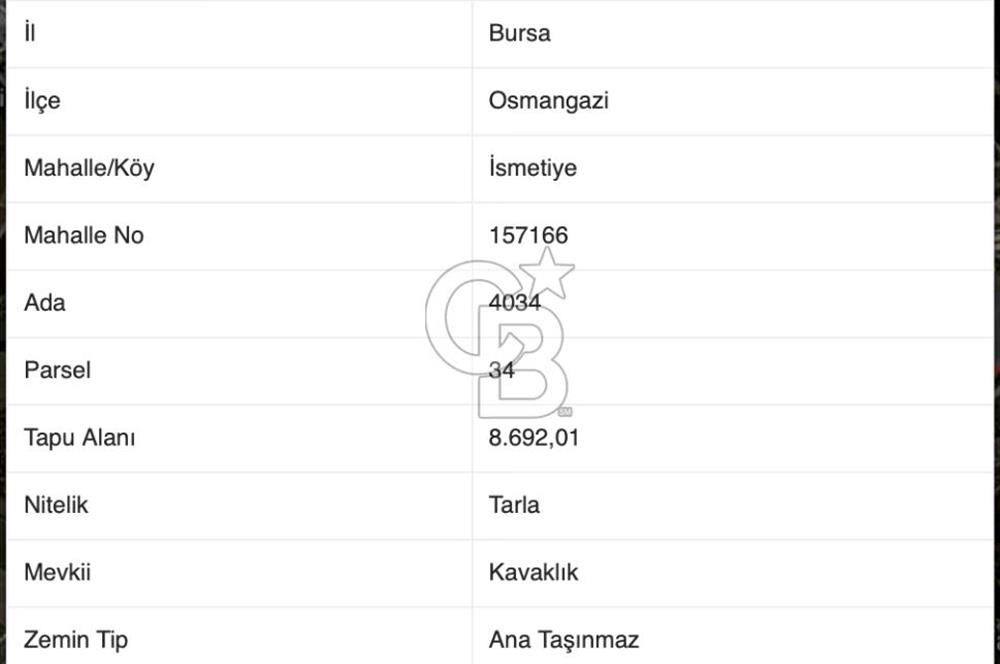 CB BLACK'TAN İSMETİYE'DE SATILIK TARLA*