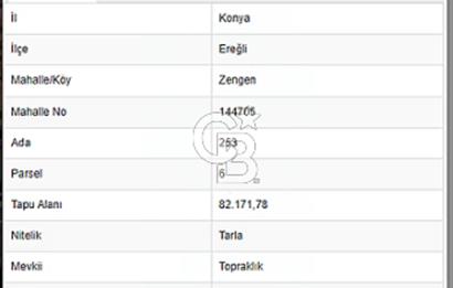 Konya Ereğli Zengen Mahallesinde Villa İmarlı Satılık Arsa