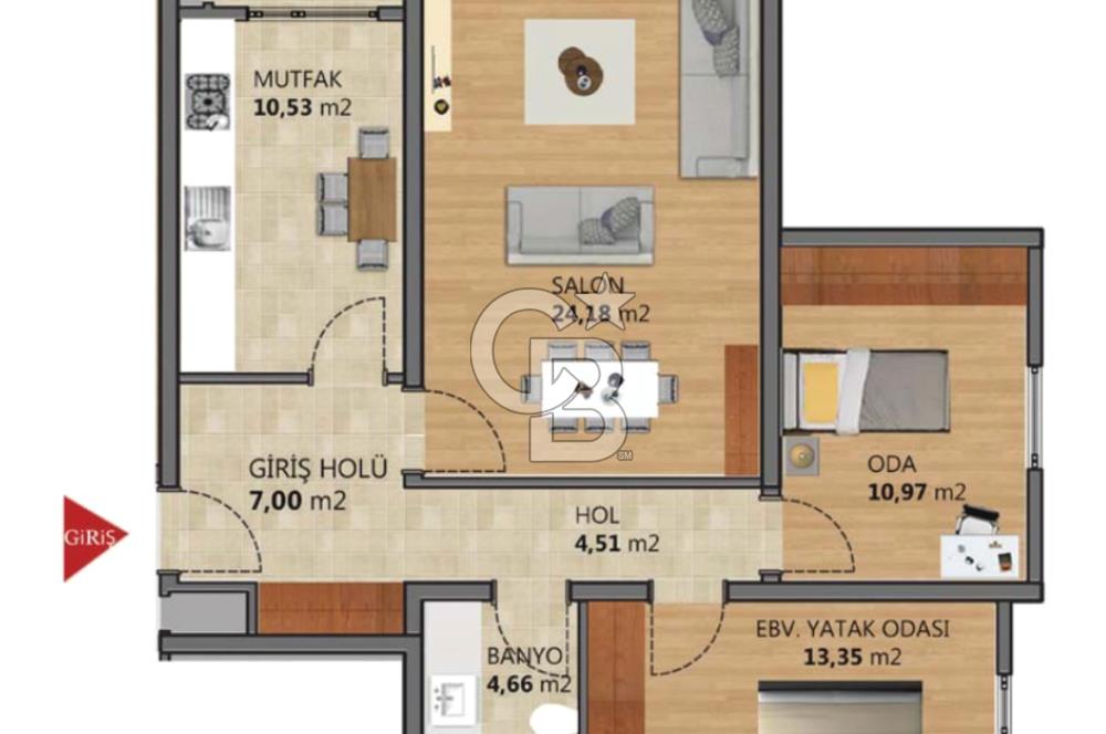 BAHÇEKENT EMLAK KONUTLARINDA SATILIK 2+1 MASRAFSIZ DAİRE