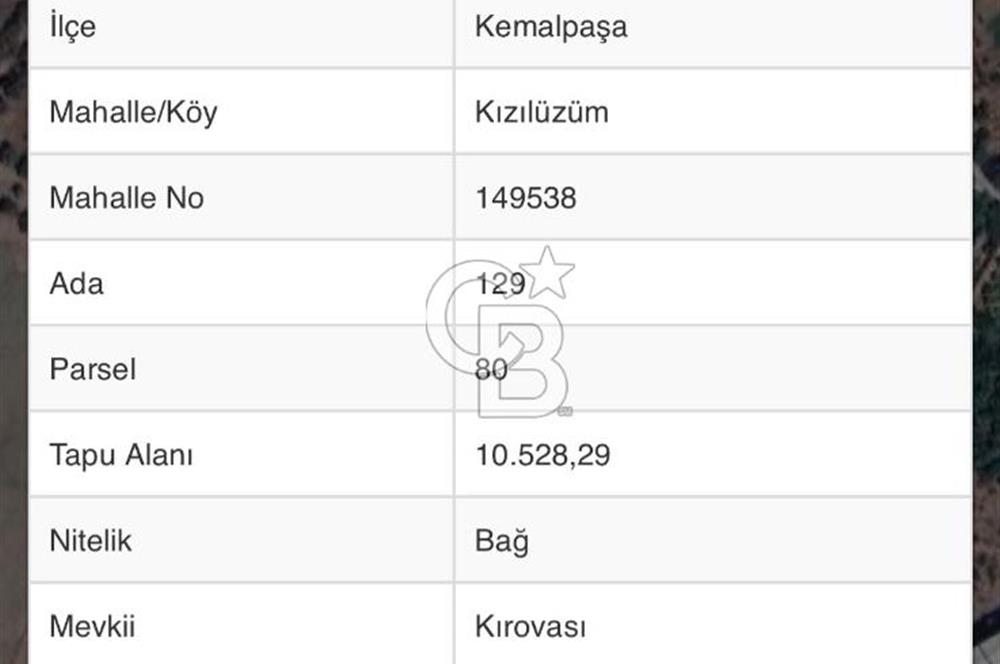 KEMALPAŞA KIZILÜZÜM'DE TARIMSAL DEPOLAMA İMARLI SATILIK ARSA 